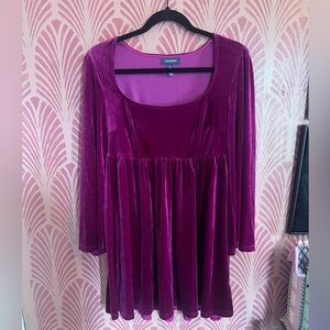 ModCloth Crushed Velvet Babydoll Dress with Bell Sleeves